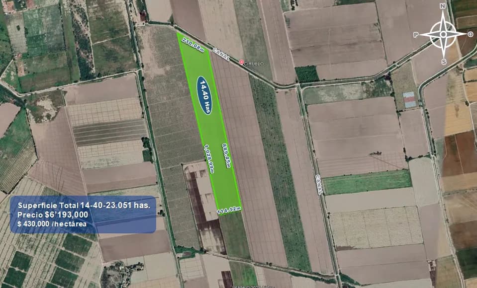 14.40 HECTAREAS AGRÍCOLAS Ejido Suarez (Campo Gastelum y Cohuibampo), Ahome Sinaloa